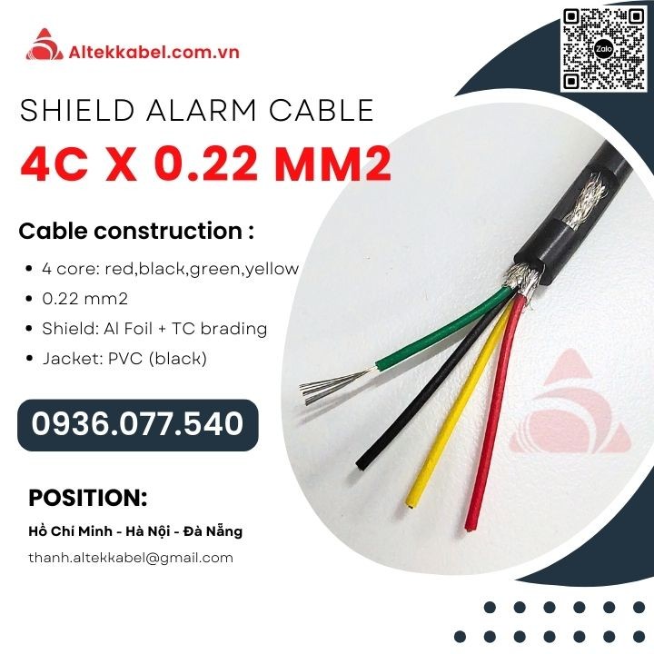 Cáp tín hiệu có lưới chống nhiễu Altek Kabel 4 x 0.22 mm2