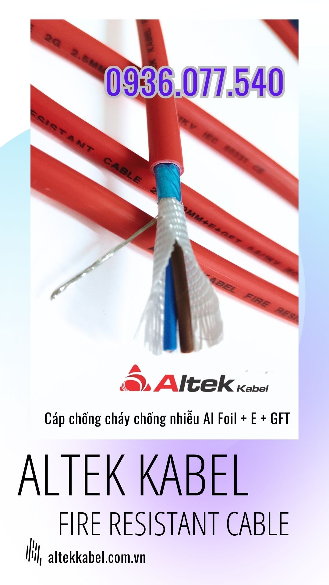 Phân phối cáp chống cháy Altek Kabel chính hãng 2 x 2.5 + GFT, fire resistant cable