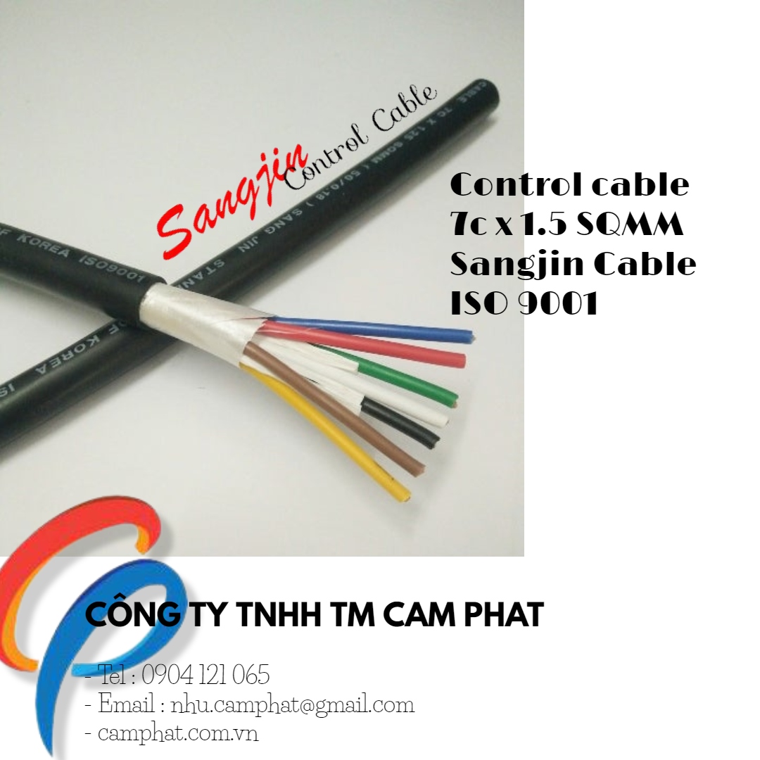 C&aacute;p điều khiển Sangjin 7 core x 1.25 SQMM kh&ocirc;ng chống nhiễu