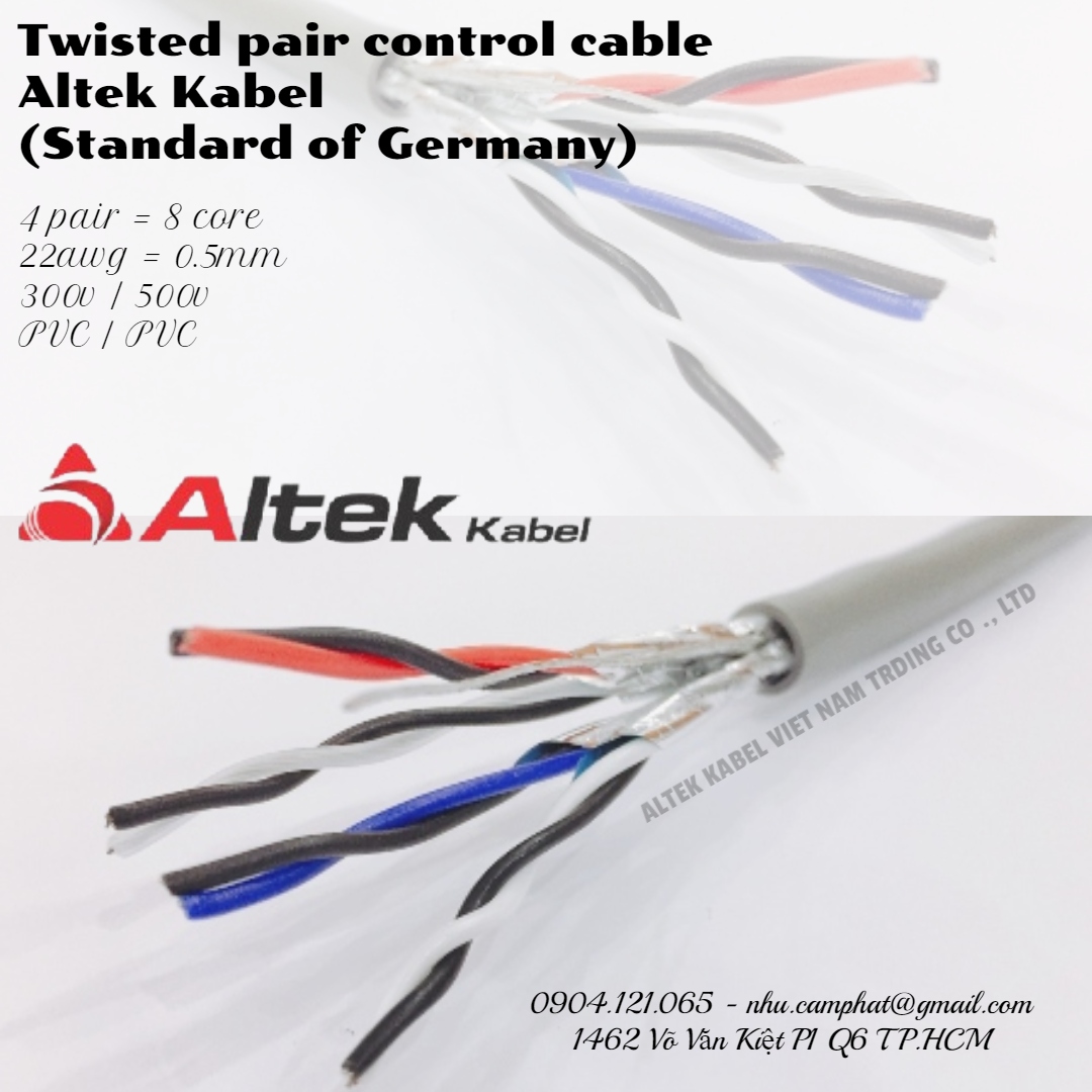 Cáp tín hiệu vặn xoắn 4Pair 20awg hiệu Altek Kabel (Tiêu chuẩn Châu Âu)
