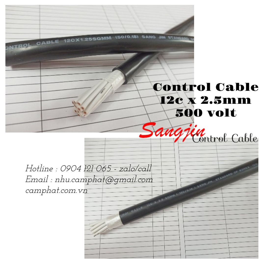 Cáp điều khiển Sangjin 12 core x 2.5mm (300v/500v)