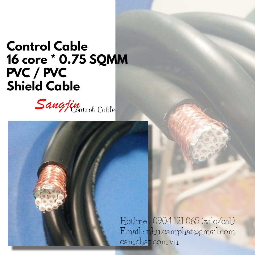 Sangjin Control Cable 16 core x 0.75mm c&oacute; lưới chống nhiễu
