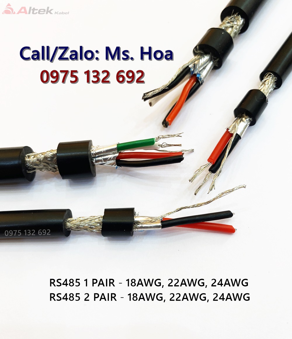 C&aacute;p t&iacute;n hiệu vặn xoắn RS485 1 pair, 2pair 18AWG, 22AWG, 24AWG