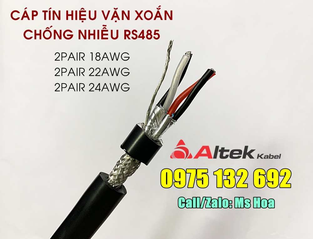 C&aacute;p vặn xoắn RS485 1 pair 18AWG, 22AWG, 24AWG chống nhiễu