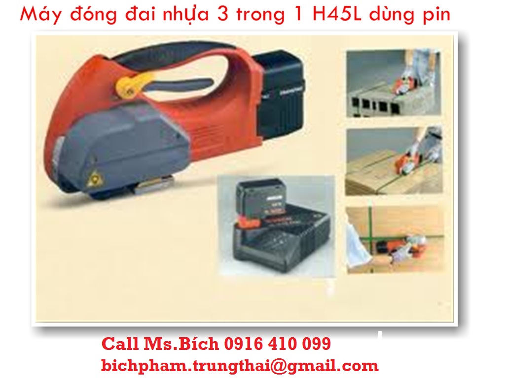 Dụng cụ siết đai nhựa dùng pin 3 trong 1 Transpak H-45L