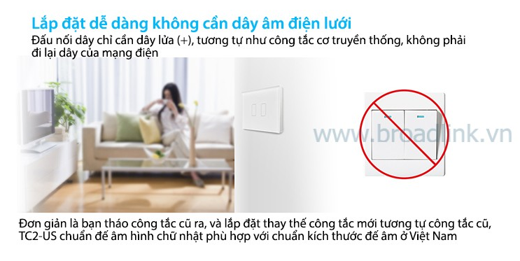 Thiết kế công tắc nhà thông minh tại Hải Phòng - Broadlink TC2 chuẩn US