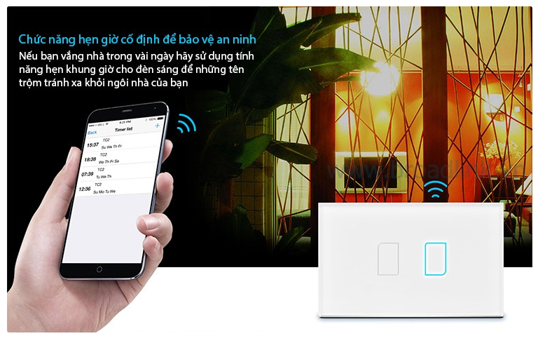 Thiết kế công tắc nhà thông minh tại Hải Phòng - Broadlink TC2 chuẩn US