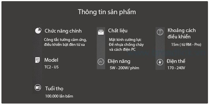 Thiết kế công tắc nhà thông minh tại Hải Phòng - Broadlink TC2 chuẩn US