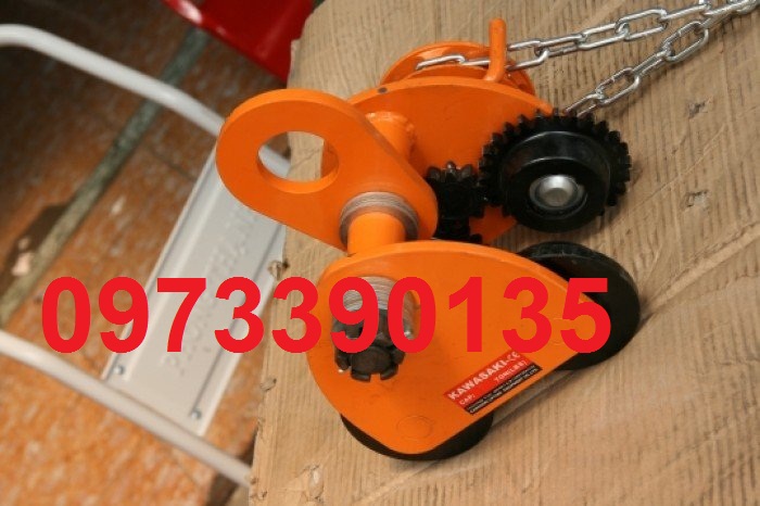 0973390135- Con chạy xích kéo tay 2 tấn, con chạy treo dầm Kawasaki giá rẻ nhất