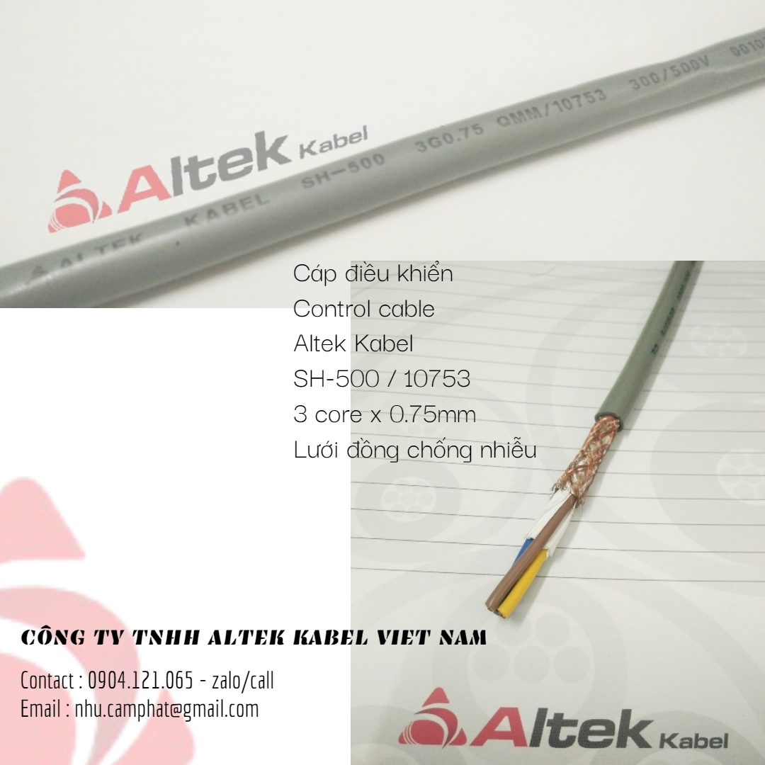 Cáp điều khiển SH-10753 (3x0.75mm) chống nhiễu Altek Kabel