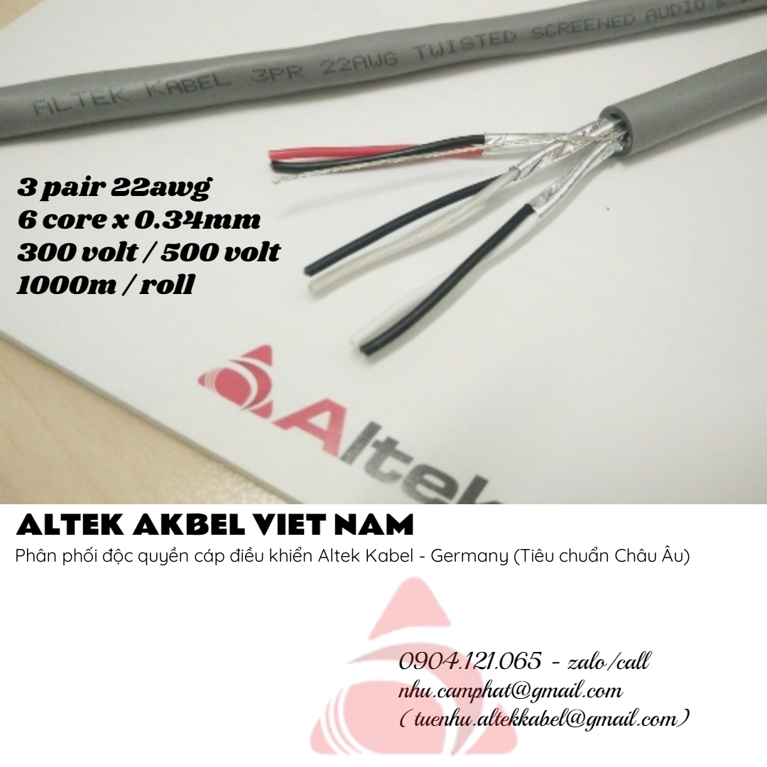 Cáp tín hiệu vặn xoắn (Twisted Pair Cable) 2pair 22awg AL Foil