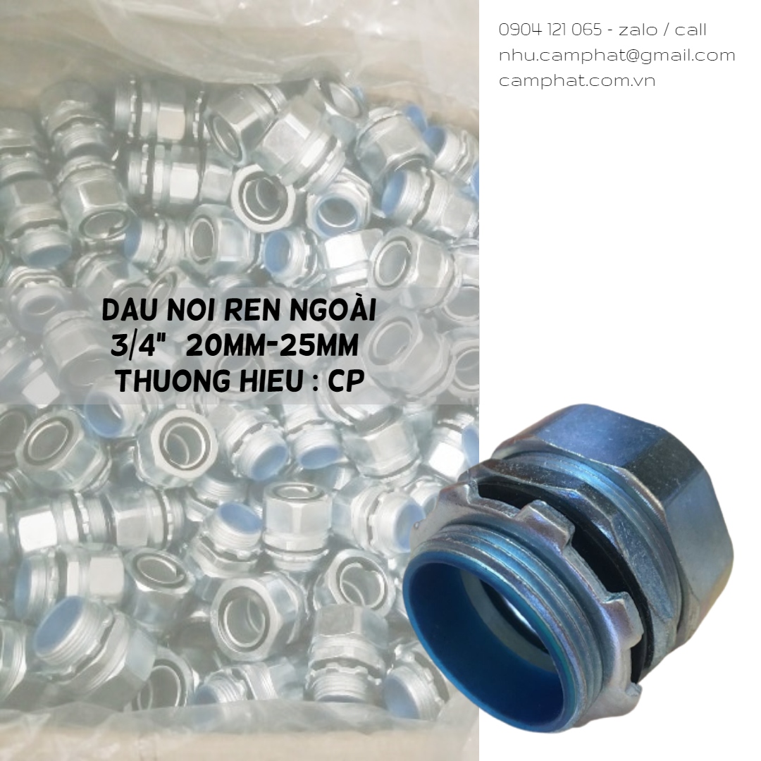 Đầu nối ren kim loại (Kín nước) phi 3/4 inch (D25)