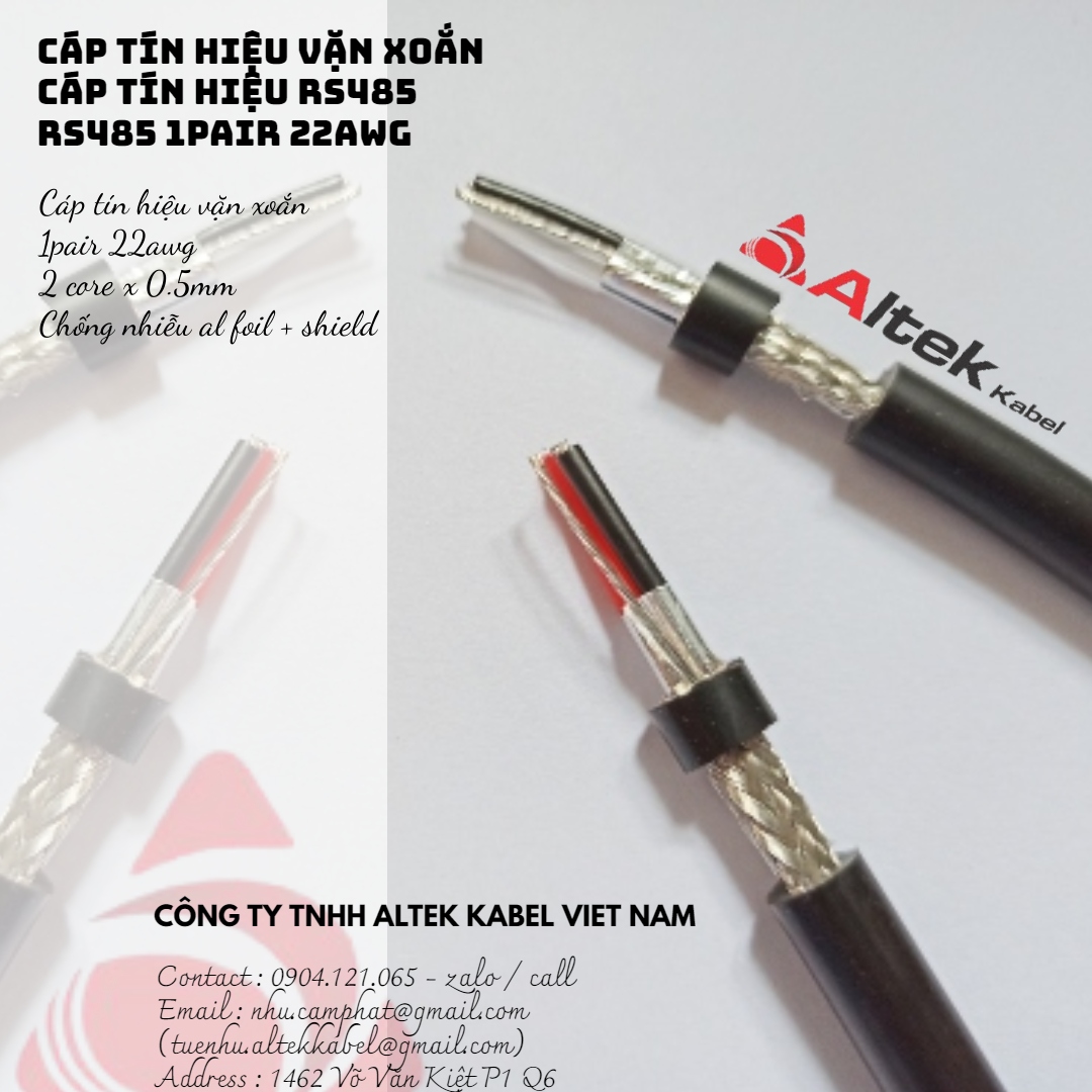 Cáp RS485 (vặn xoắn) 1pair 22awg Altek Kabel